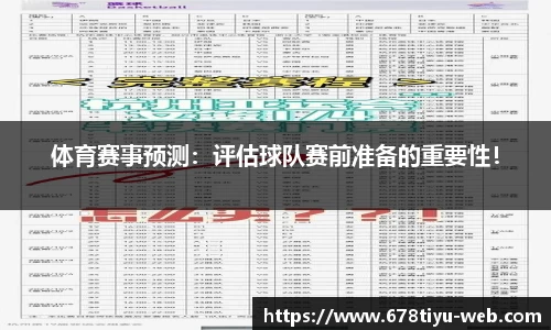 体育赛事预测：评估球队赛前准备的重要性！